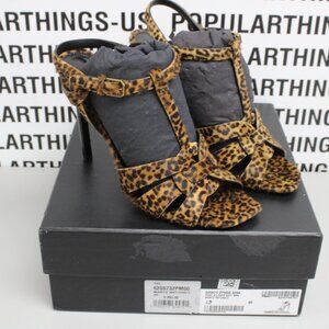 YSL Pony Allover Spot Manto Naturale Sandal Heels Size 40